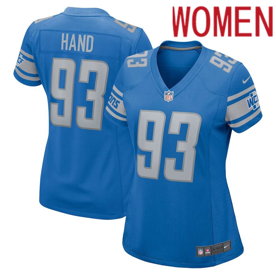 Women Detroit Lions 93 DaShawn Hand Nike Blue Game NFL Jersey